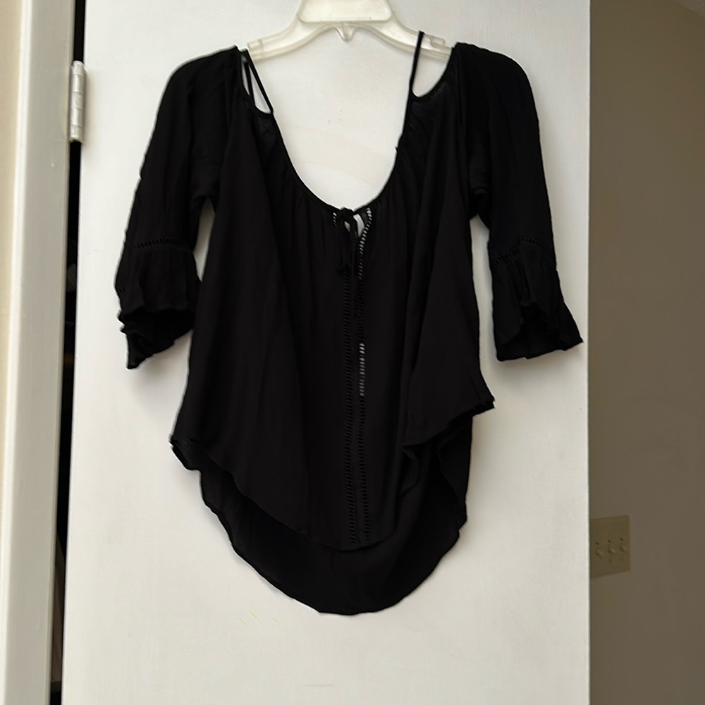 Linen Flowy Cold  Shoulder Top